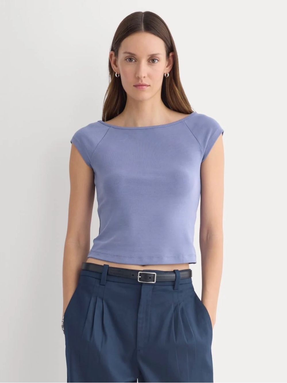 BOATNECK CAP-SLEEVE TOP IN BUTTERKNIT